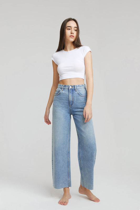 Hey Joanie Moon Curve Raw Hem Crop Jeans HJ129