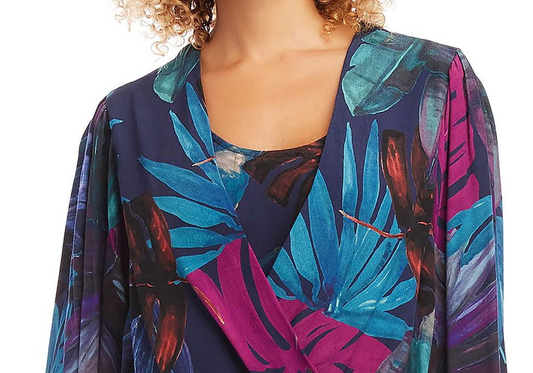 Karen Kane Printed Drape Front Top Multi