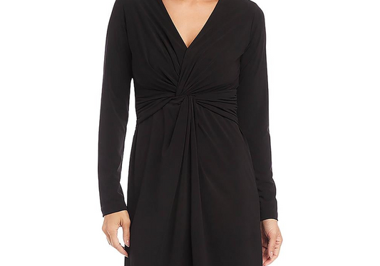 Karen Kane Twist Front Dress Black Short Long Sleeve
