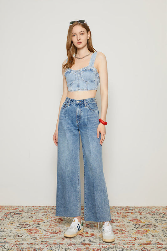 CHILL Pleat Straight Ankle Jeans HJ133 - FINAL SALE