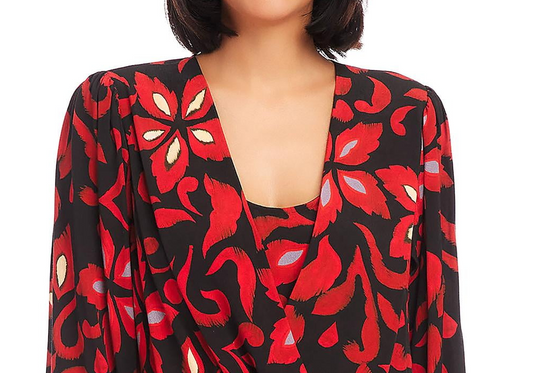 Karen Kane Printed Crossover Top Red