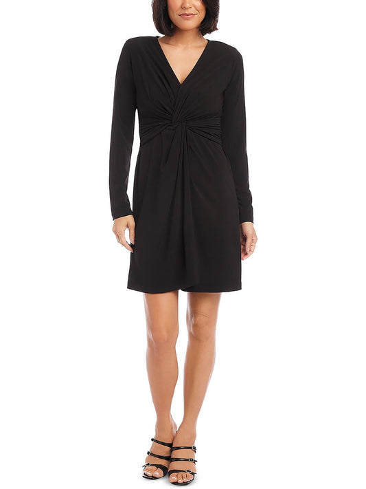 Karen Kane Twist Front Dress Black Short Long Sleeve