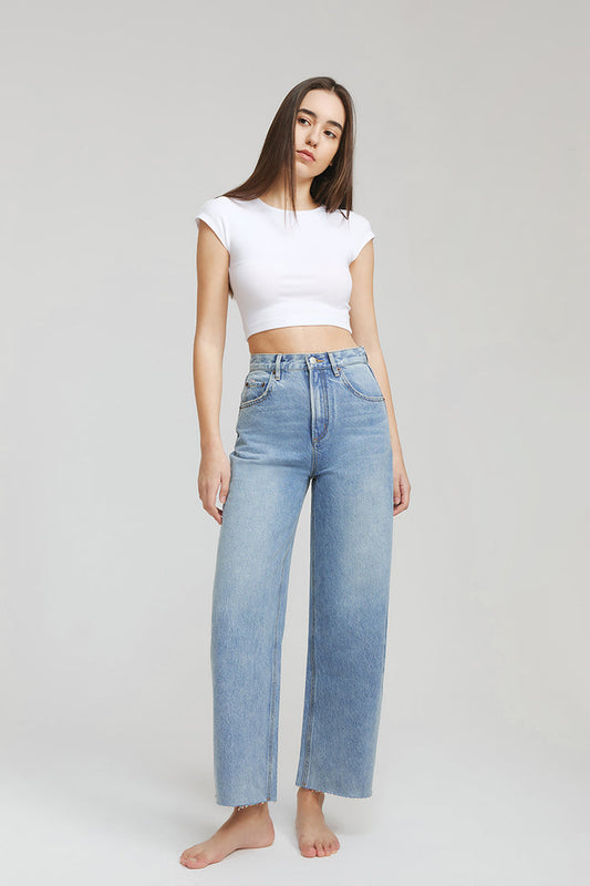 Hey Joanie Moon Curve Raw Hem Crop Jeans HJ129