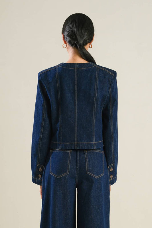 CRISP CANVAS DARK DENIM JACKET