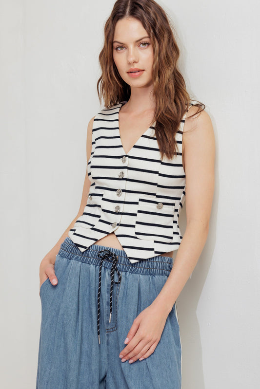 MARINE CHIC WOVEN STRIPED VEST