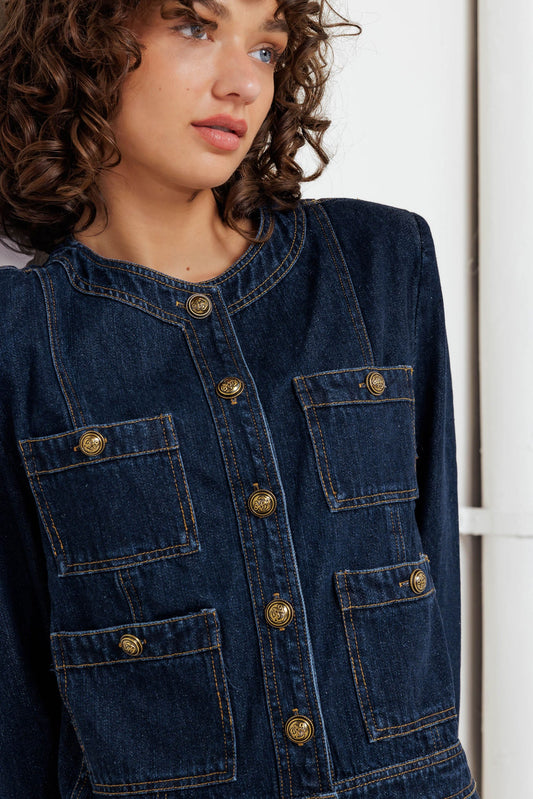 GLAM CODE DARK DENIM JACKET