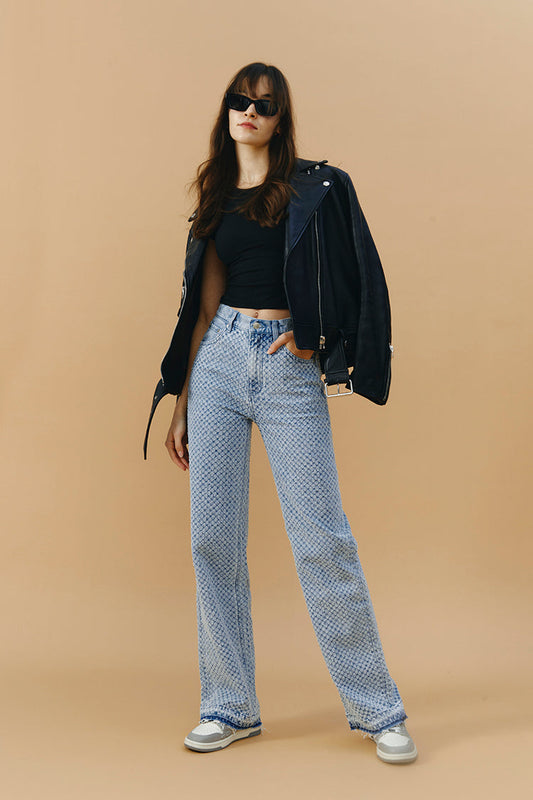 Hey Joanie Coney Island Whitefish Tweed Wide Jeans   FINAL SALE