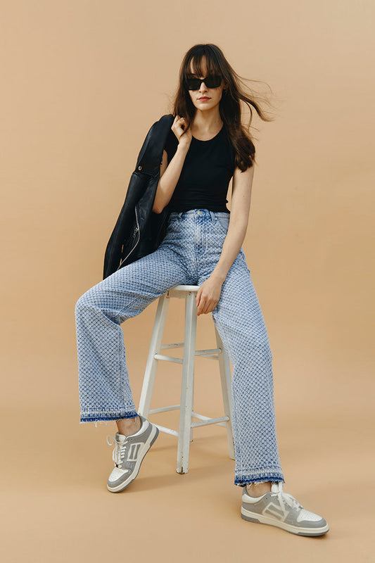 Hey Joanie Coney Island Whitefish Tweed Wide Jeans   FINAL SALE