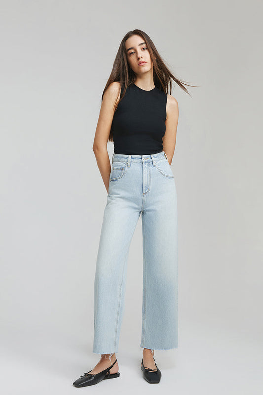 Hey Joanie Moon Curve Raw Hem Crop Light Jeans Petite or Long