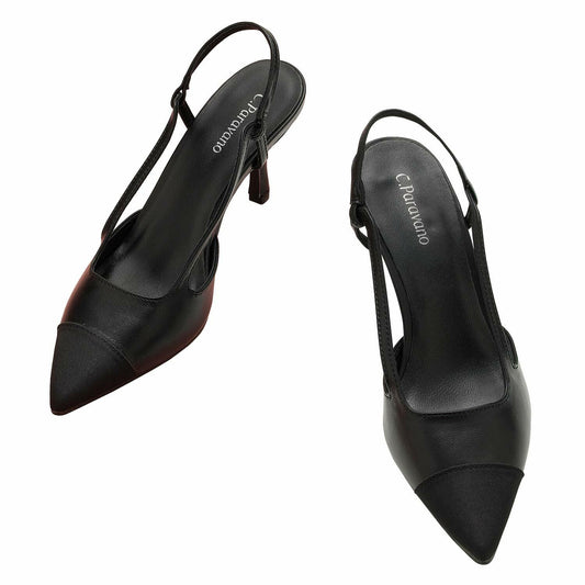 C.Paravano Women's Pointed Toe Slingback Pumps Black Size 9.5